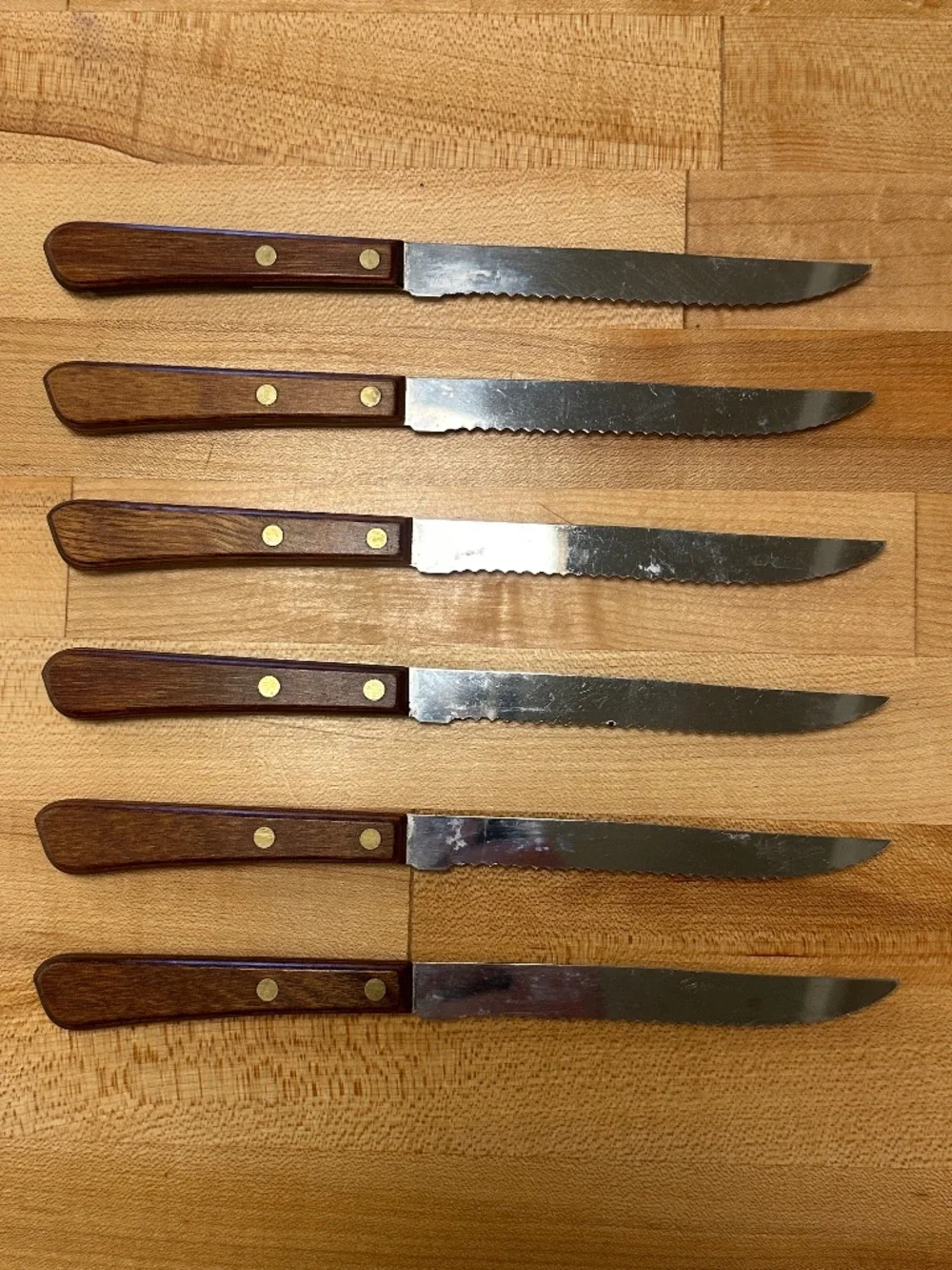 Vintage Forgecraft by Washington Forge set of (6) steak knives w/slotted holder